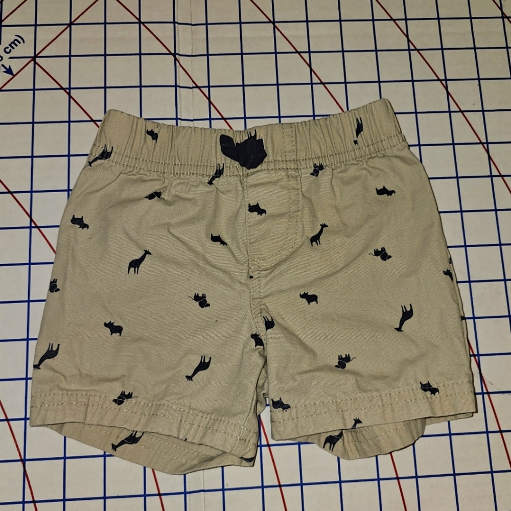 EUC | Child of Mine | 12M | Khaki Baby Shorts Blue Animal Print